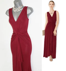 Maxi Vestido de Cóctel MONSOON Camiseta Roja Cath Torcido Frontal Cuello en V Reino Unido 8/Ue 36 £119 - Imagen 1 de 8