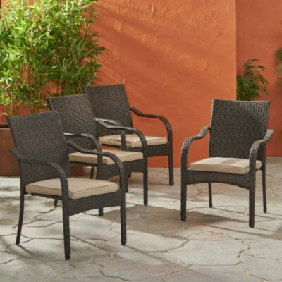 Outdoor Wicker Chairs Great for Any Patio, Iron Frame, Polyethylene Wicker Wrap - Image 1 of 4
