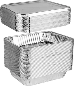 Disposable 9 X 13 Aluminum Foil Pans with Lids Half Size Deep Steam Table Bakewa - Picture 1 of 7