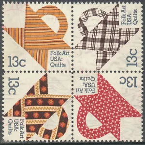 Scott 1748a, 13¢ American Folk Art Series - Quilts - used Block of 4 from 1978 - Bild 1 von 1