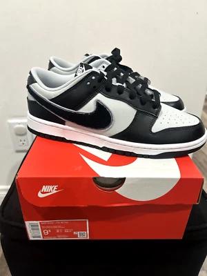 Nike Dunk Low Chenille Swoosh Black Grey - Size 9.5 - NEW IN BOX! - Image 1 of 4