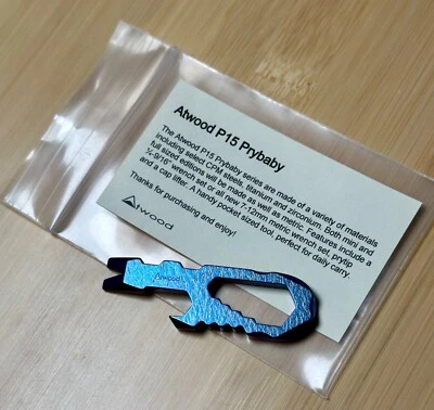 Herramienta de palanca Peter Atwood P15 PryBaby especial arruga titanio Ti azul anodizado EDC Foto 1 de 3