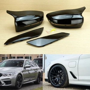 Side Mirror Cover + Side Fender Cover For BMW G30 G31 Gloss Black 2017 2018 - Picture 1 of 6
