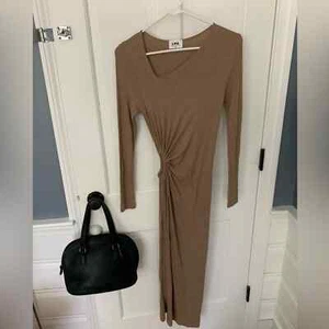 LNA Revolve Beige Brown Cut Out Ribbed Midi Dress Size XS - Picture 1 of 6