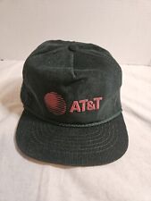 Vintage AT&T Corduroy Hat Rope Leather Strap Green Maroon Red MO Missouri