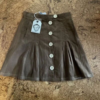 Saia curta Anthropology malha pomba marrom bronzeado veludo botão S - Imagem 1 de 4