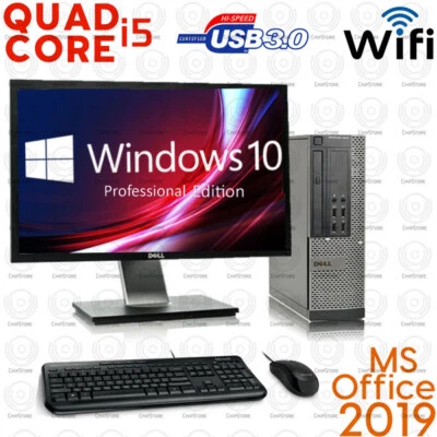 Fast DELL Desktop Computer PC DVD Core i5 24 inch 500GB OFFICE 2019  - Image 1 of 2