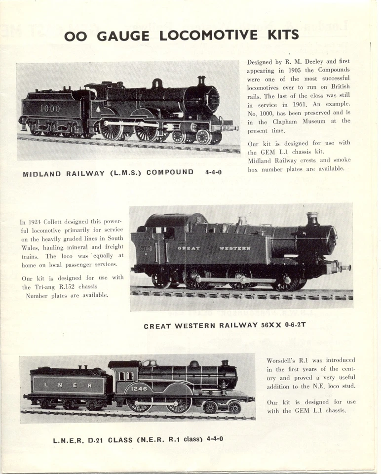 Catalogo GEM GEORGE E MELLOR MODEL RAILWAY PRODUCTS 1971 OO Gauge Kits E  aa Foto 1 de 1