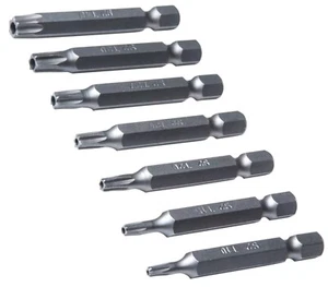 7 Pce Torx Security Bit Set Star Drill T10, T15, T20, T25, T27, T30 & T40 14103 - Picture 1 of 3