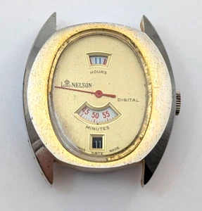 Vintage LORD NELSON Digital Jump Hour 32mm Swiss Watch Movement PARTS or REPAIR - Picture 1 of 15
