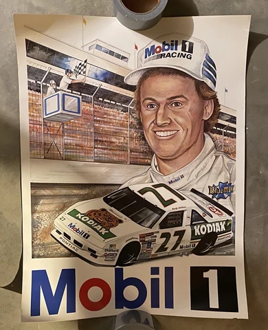 Vintage 1989 Rusty Wallace / Kodiak / Mobil 1 Poster (24 X 18) Cover