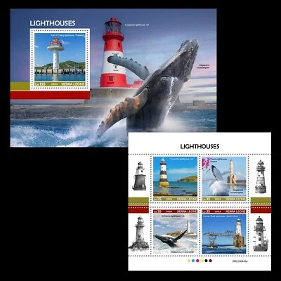 Lighthouses & Whales MNH Stamps 2023 Sierra Leone M/S +S/S - Image 1 of 3