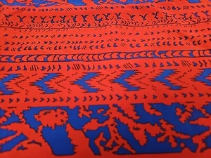 2 Yd Fiesta Fabric Red Ethnic Stripe Pre Cut Robert Kaufman - Picture 1 of 3