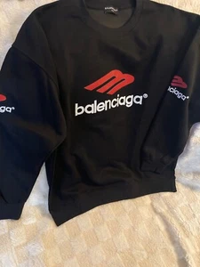 Balenciaga 3B Sports Icon Cotton Crew Sweatshirt Sweater Black large L new shirt - Picture 1 of 4