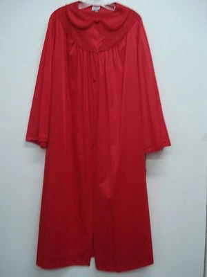 USA Made Nancy King Lingerie Soft Luster Nylon Robe Size Medium Red #689N - Image 1 of 3