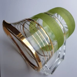 Jug pitcher glass lime green atomic gold ring band vintage MCM 1960s Mid Century - Picture 1 of 22