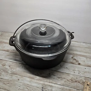 Wagners 1891 Cast Iron Cookware 5 QT Dutch Oven W/ Glass Lid Seasoning Instruct - Picture 1 of 13