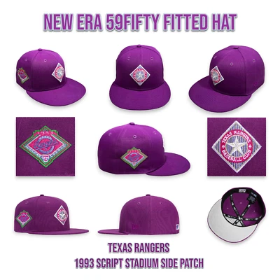 New Era Texas Rangers 59FIFTY Fitted Hat 1993 Script Stadium Patch Size 7 3/8 - Image 1 of 4