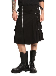 TRIPP GOTH PUNK OI SCHWARZ BONDAGE UTILITY SCHOTTISCHE GOTHIC HOSE IRISCHER KILT ROCK  - Bild 1 von 6