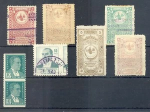 TÜRKEI 5 x UMSATZ + 2 BRIEFMARKEN MIT PERFORATIONSSORTE F/VF - Bild 1 von 1