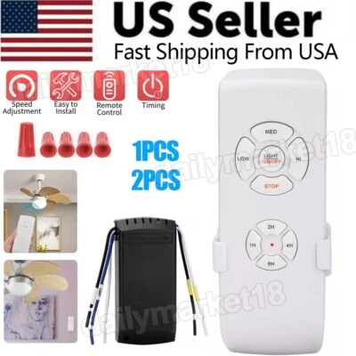 1/2 Universal Ceiling Fan Lamp Light Wireless Timing Remote Control Receiver Kit - Image 1 of 4