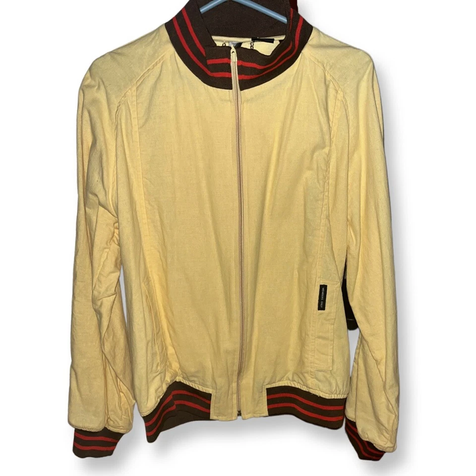Chaqueta Solo Miembros Para Hombres Grande Rara Béisbol Amarillo Cremallera Completa Abrigo Años 90 Adulto Foto 1 de 1
