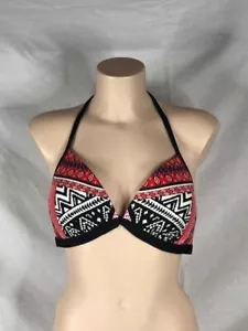 Bikini top donna nuovo con etichette Kenneth Cole rosso multi senza bordi sciarpa-stampa reggicalze - Foto 1 di 4