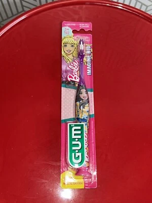 Barbie Imagine Big, GUM Escova de Dentes Macia Ventosa Base 4+ Anos Nova/Fechada Rosa - Imagem 1 de 4