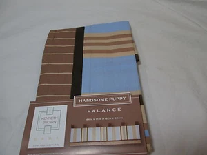 Neu Kenneth Brown Baby HÜBSCHER WELPE Volant 44"x14" ~ braun, hellbraun, blaue Streifen - Bild 1 von 7