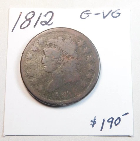 1812 100% ORIGINAL NEVER CLEANED CLASSIC HEAD LARGE CENT! G - VG ⭐⭐ Cover