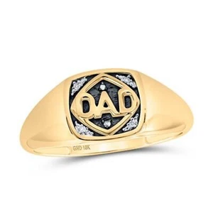 ANILLO BANDA PAPÁ DIAMANTE REDONDO ORO AMARILLO 10K .02 CTTW - Imagen 1 de 1