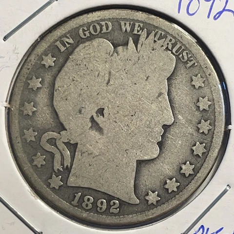 1892-P  Barber Half Dollar - FREE SHIPPING - P15-1 Cover