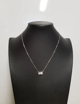 Collar blanco circonita cúbica rodio sobre plata de ley de 18" Foto 1 de 4