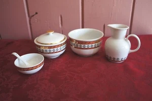 VTG. MZ CZECHOSLOVAKIA DINNERWARE: SUGAR BOWL/ CREAMER/ SMALL BOWL/ SALT DISH? - Picture 1 of 6