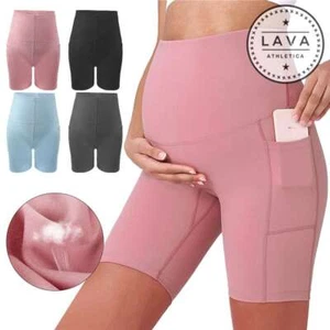 Yoga Pants for Maternity with Pockets High Waisted Leggings for Yoga Shorts LAVA - Picture 1 of 16