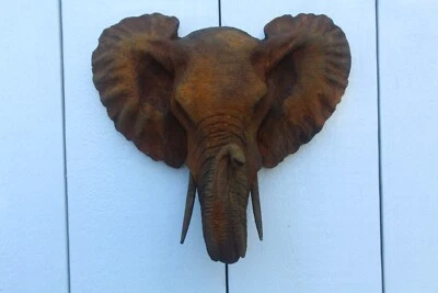 Suporte de parede cabeça de elefante rústico - escultura de taxidermia falsa decoração rústica - Imagem 1 de 3