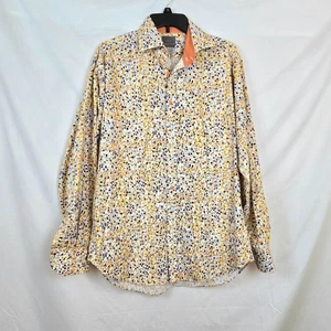 Thomas Dean Herren Orange Mehrfarbig Abstraktes Muster Langarm Karriere Hemd La - Bild 1 von 7