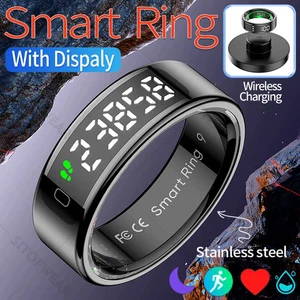 Smart Ring Waterproof Digital Display Heart Rate Sleep Sport Tracker Men Jewelry - Picture 1 of 26