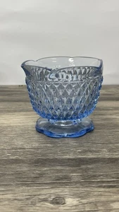 Indiana Glass Diamond Point Blue Footed Mayonnaise Dish Vintage Pressed Bowl - Picture 1 of 7