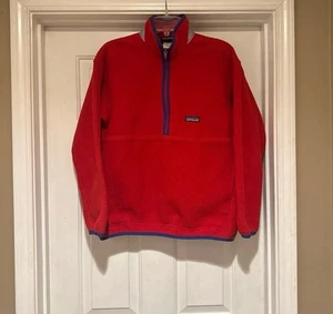 Patagonia Synchilla Red/Blue Quarter Zip Fleece Pullover Jacket Youth Size XL(14 - Picture 1 of 5