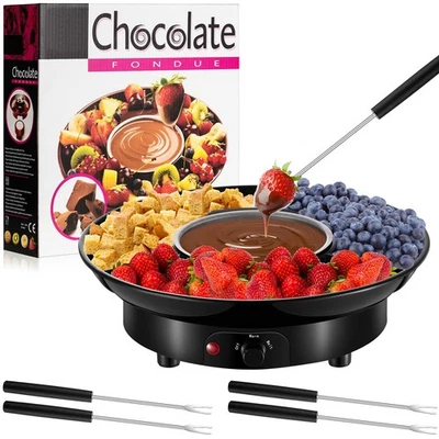 Conjunto de panela de fondue elétrica preta kit de fondue de chocolate com 4 garfos - Imagem 1 de 4