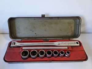 VTG CRAFTSMAN 3/8 in Drive SOCKET SET SAE =v= series Forged in USA METAL CASE - Picture 1 of 7