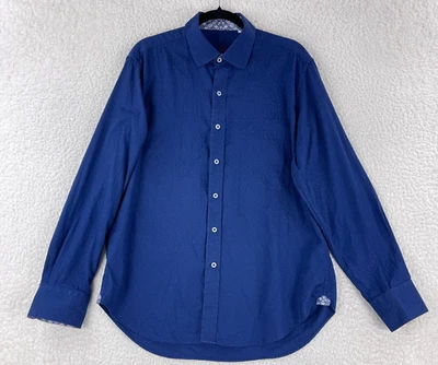Robert Graham Dress Shirt Mens Large Blue Paisley Button-Up Long Sleeve Cotton - Image 1 of 4