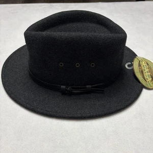 Scala Hat Mens Extra Large XL Charcoal Black Crushable Wool Felt Outback Fedora - Picture 1 of 13