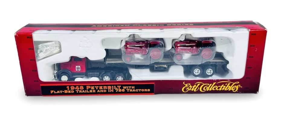 #4210 Ertl HO Collectibles Diecast 1948 Peterbilt plataforma plana con (2) tractores IH 756 Foto 1 de 4