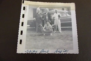 Vintage Black & White Photograph Skip's Dock Family Fishing - Picture 1 of 4