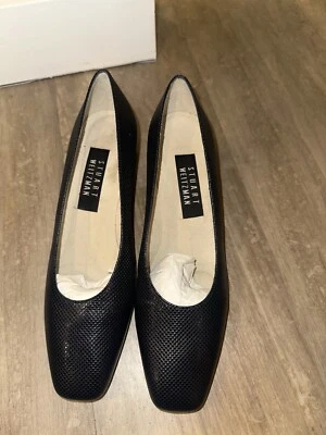 Vintage Stuart Weitzman Black  Low Leather Heel Snake Embossed Pumps Size 7B New - Image 1 of 4