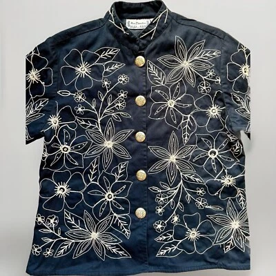 Chaqueta Blazer Mujer New Direction De Colección Negra Bordada Floral Mediana, Botones Foto 1 de 4