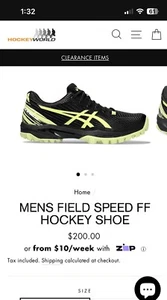 Asics FIELD SPEED FF | Men | Green/Black Field Hockey Shoes Size US10.5 - Picture 1 of 2