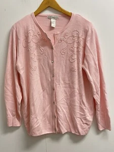 Dressbarn Women’s 14/16 Beaded Sweater Cardigan Light Pink - Picture 1 of 6